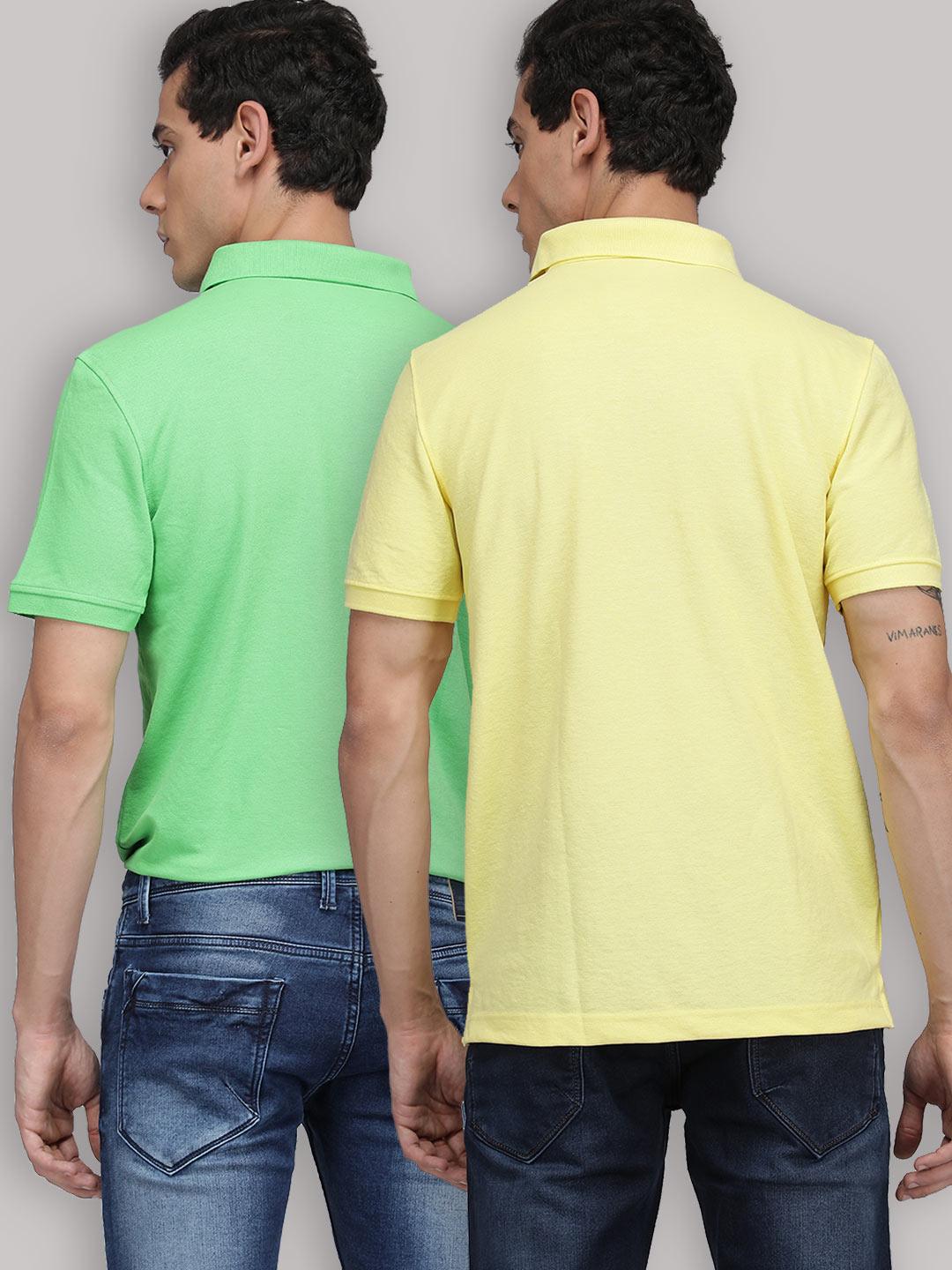 Sporto Men's Polo T-shirt - Pack of 2 [Yellow & Light Green]
