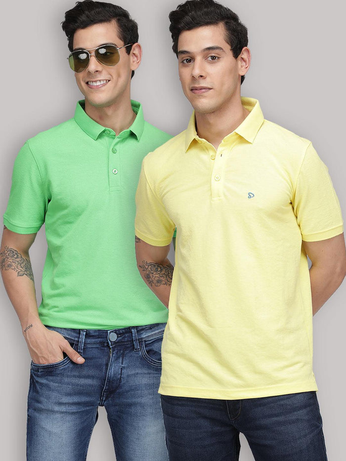 Sporto Men's Polo T-shirt - Pack of 2 [Yellow & Light Green]